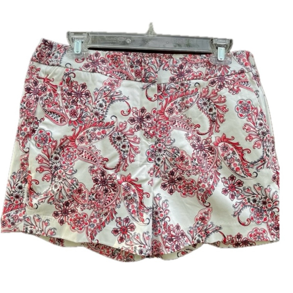 Kenzie Red & White Paisley Print Shorts | Size 10
